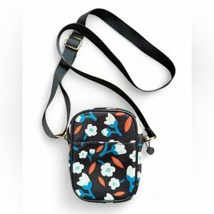 LIKE DREAMS small crossbody. Black with floral print, very good condition.